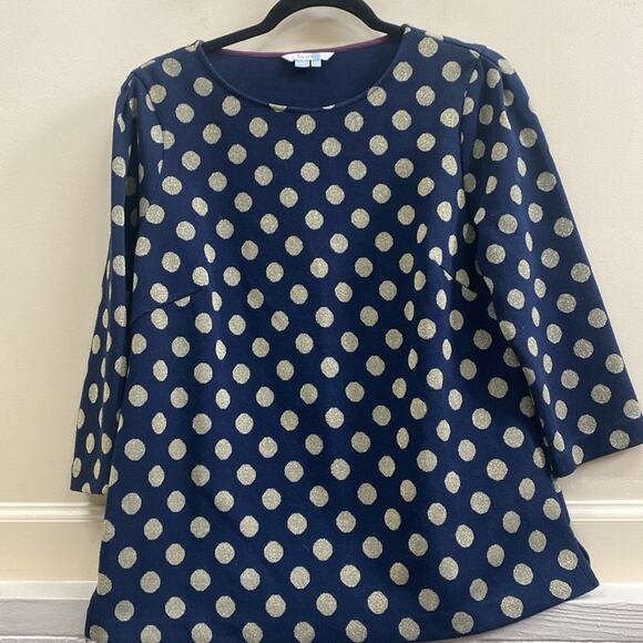 Boden Sweaters - Boden 10 navy gold polkadot cotton blend sweater